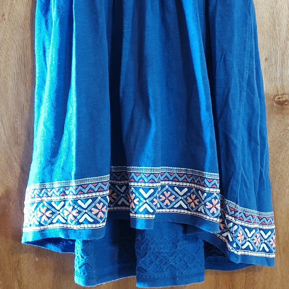 Gymboree Girls High-Low Sleeveless Dress Blue Slub Knit 100% Cotton Flowy Size 8